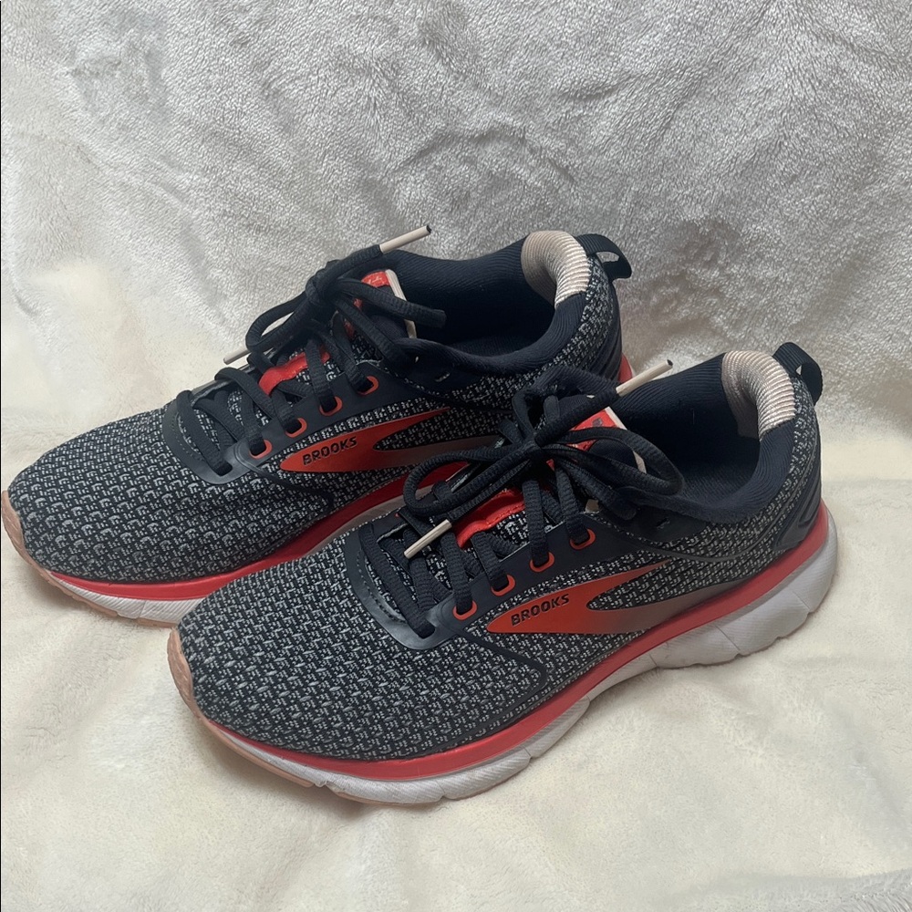 Brooks Black and Red Athletic Shoes